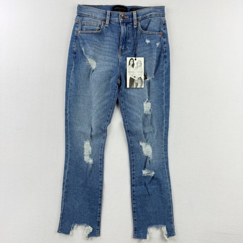 Kendall + Kylie Relaxed Skinny Distressed Jeans Size 26/3 Womens Light Wash NEW